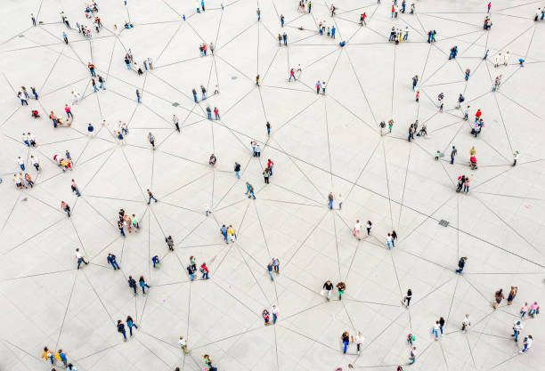 People connected by lines. Stock image.