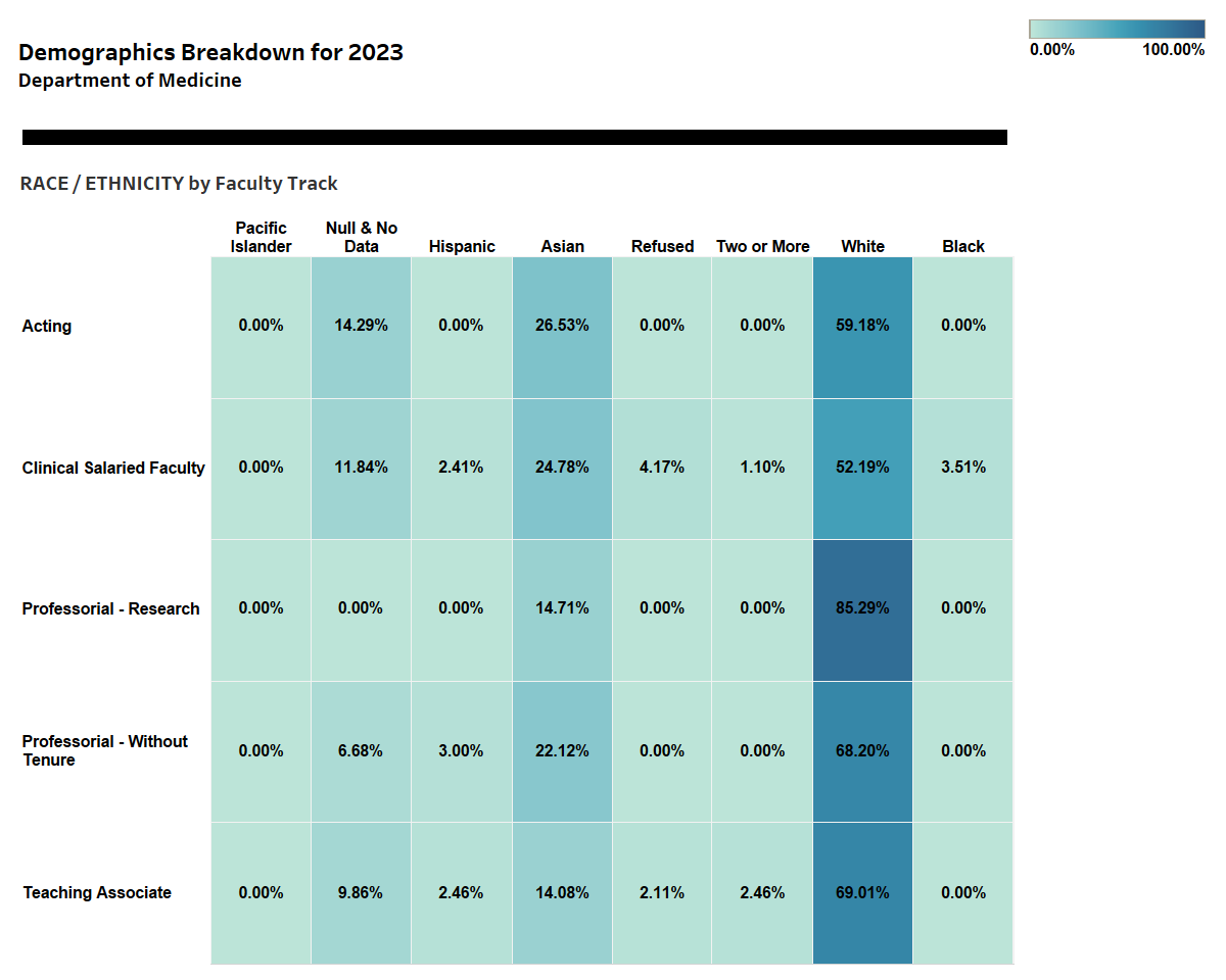 Race/ethnicity by faculty track, 2023