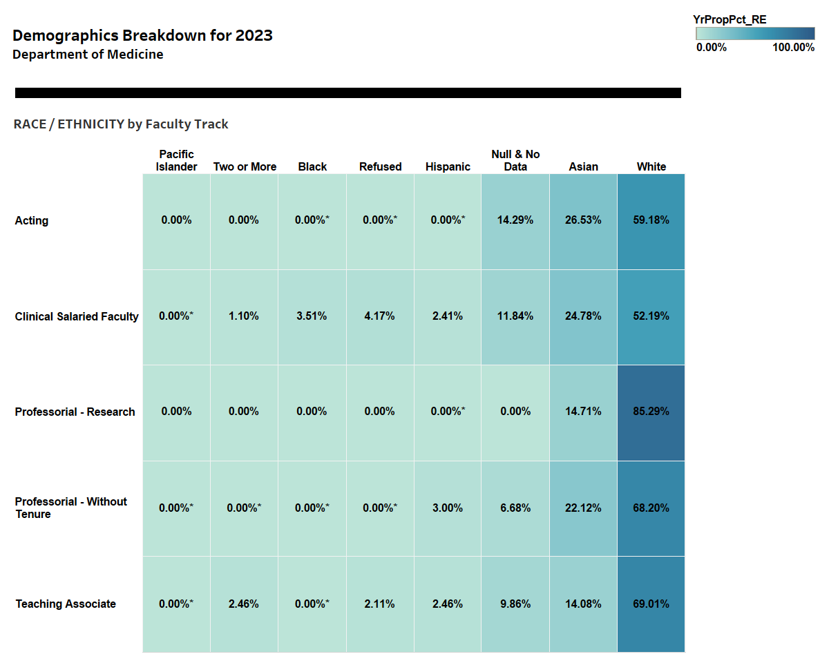 Race/ethnicity by faculty track, 2023