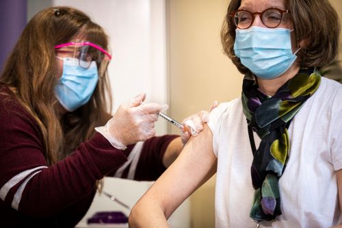 Dr. Patricia Kritek receiving one of the first covid-19 vaccines, 2020