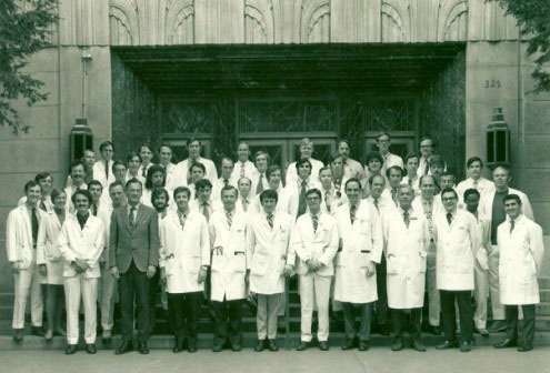 Marvin Turck with residents, 1970s