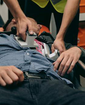 Patient's heardt being shocked by medics